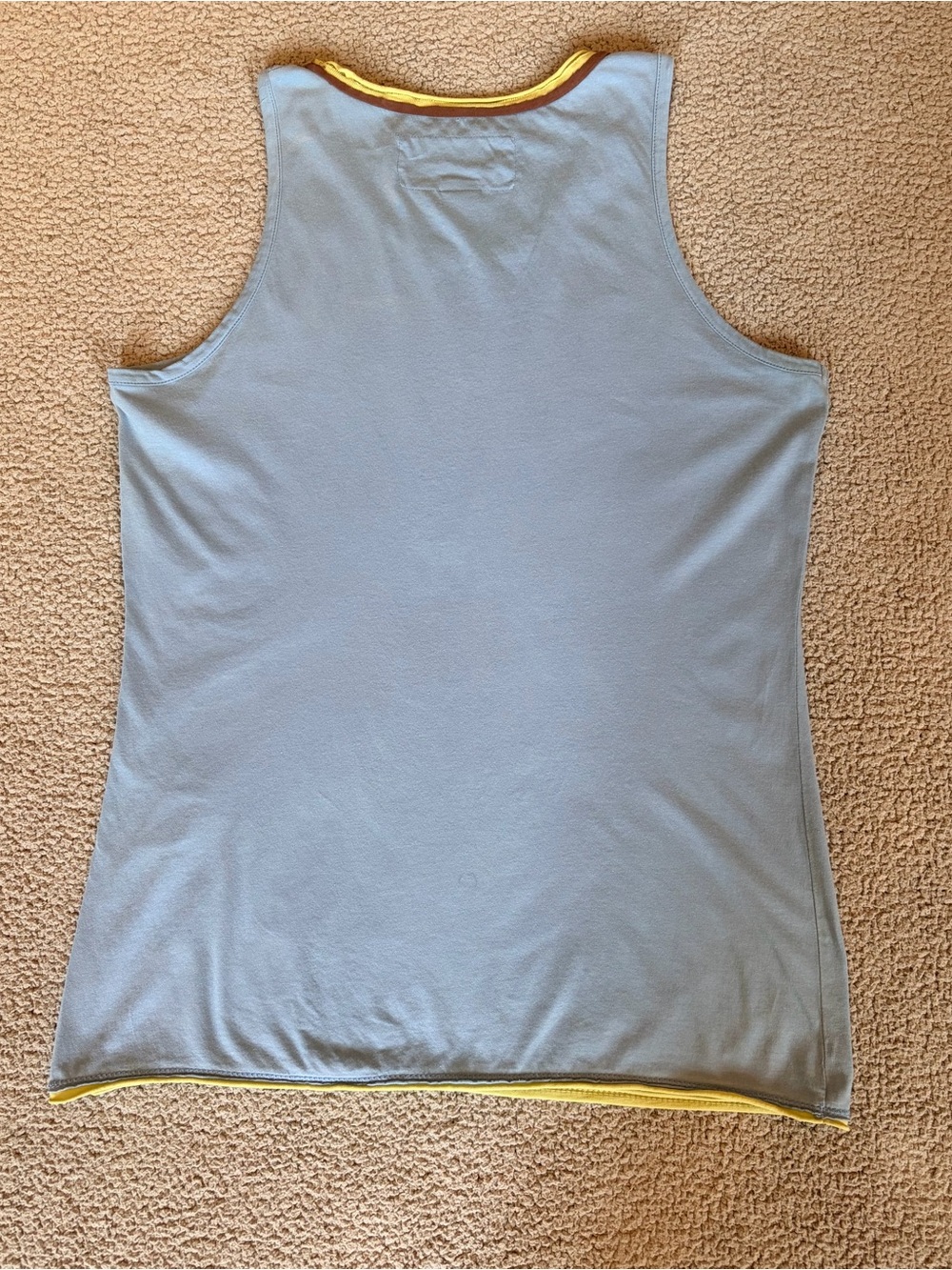Y2K-inspired Ringer Stripe Raw Hem Organic Cotton Tank Blue Green Brown Size S - Picture 2 of 11